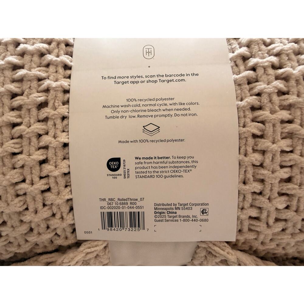 Threshold Chunky Knit Throw Blanket Cream Beige 50x60 Recycled Polyester NWT - Picture 4 of 5